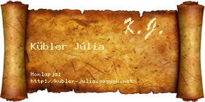 Kübler Júlia névjegykártya
